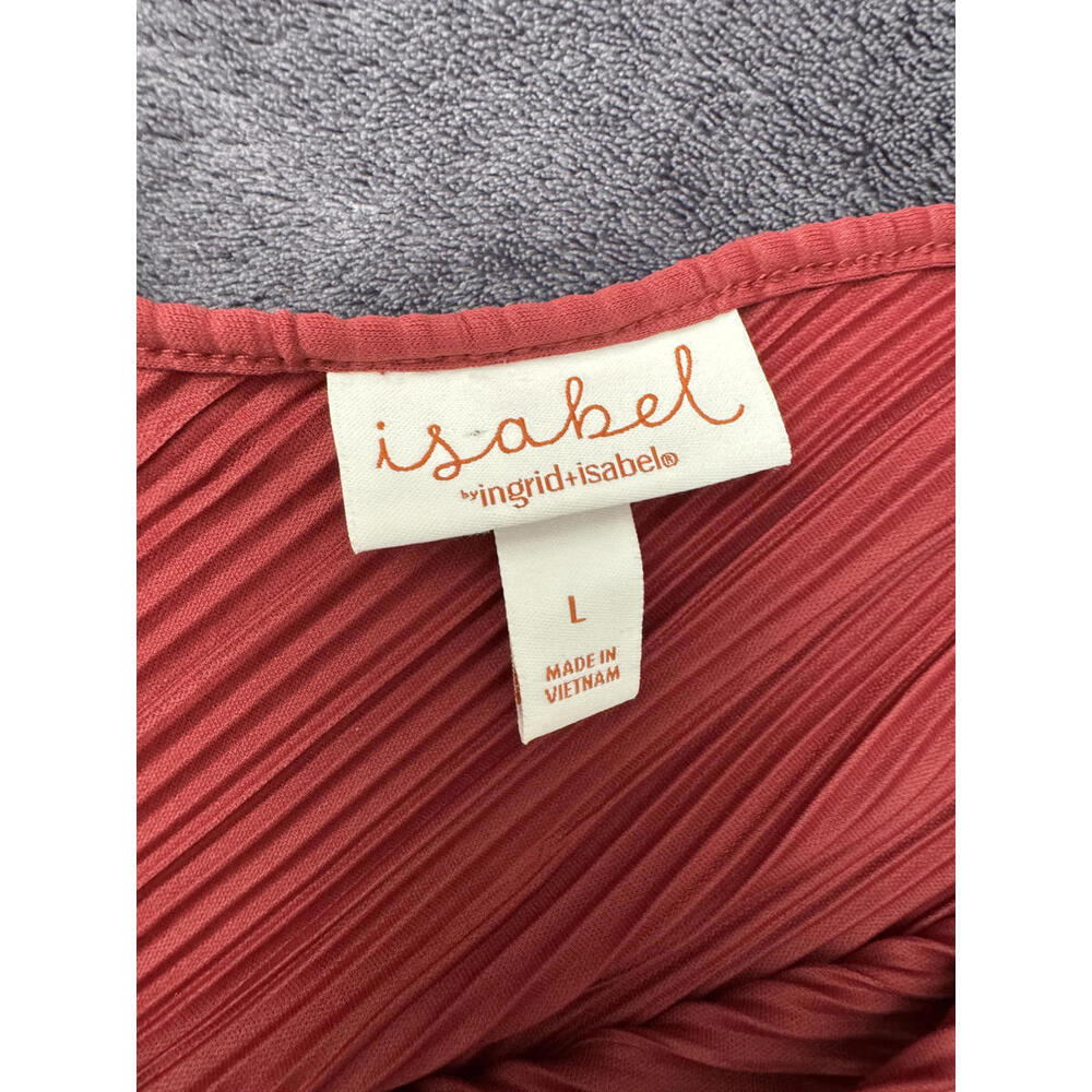 Ingrid & Isabel Blouse Red Boho Cinched Waist Top Flowy V Neck Women’s Large - Picture 3 of 6